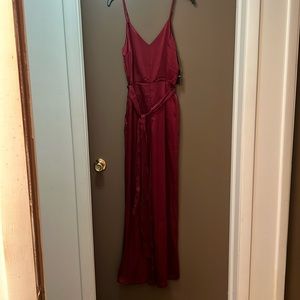 NWT Forever 21 Satin Cranberry Jumpsuit Size Medium